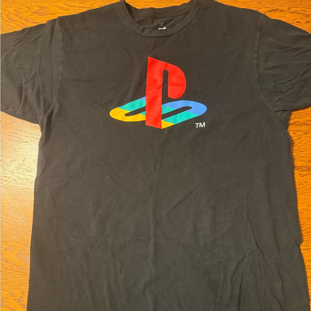 Ripple Junction Black Tee with Red, Yellow, Green & Blue PlayStation Logo